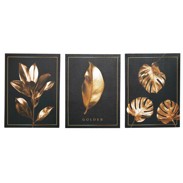 HTI-Living Schwarz Gold Wandbilder 3er-Set