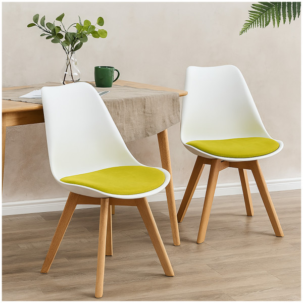 Stuhl Atlanta Weiß/Velvet Gelb 2er-Set