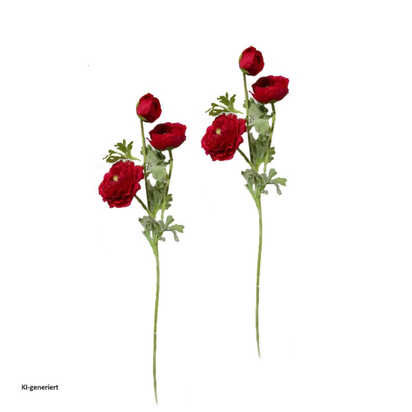 Ranunkel Flora02, rot, Kunstpflanze 2er Set