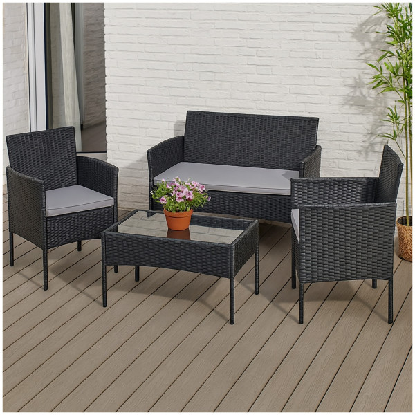 HTI-Living Wiebke Gartenmöbel Schwarz 4-teiliges Set