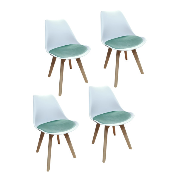 Stuhl Atlanta Weiß/Velvet Türkis 4er-Set