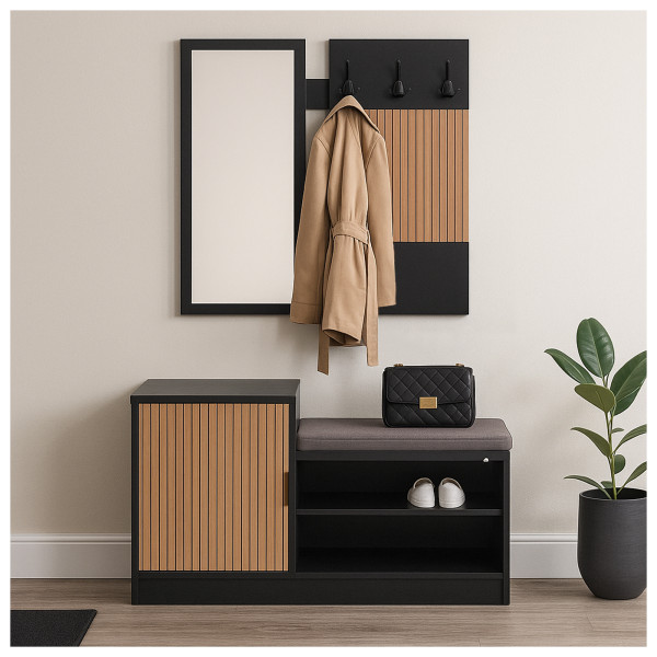 Garderobe Dana2 Schwarz Eiche Streifen