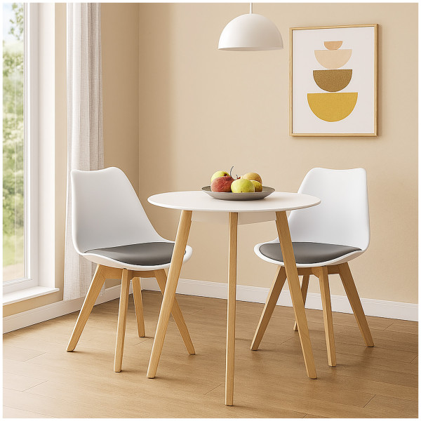 Stuhl Atlanta Weiß/Velvet Hellgrau 2er-Set