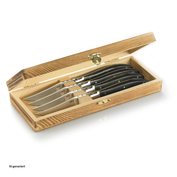 Steakmesser-Set in edler Kiefernholz-Box Basco