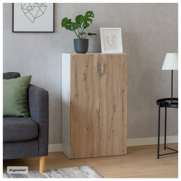 Kommode Nina 2H Weiß Artisaneiche