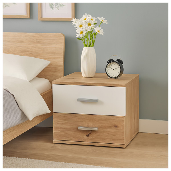 Nachtkonsole Nachtschrank Nina 2 Weiß Artisaneiche