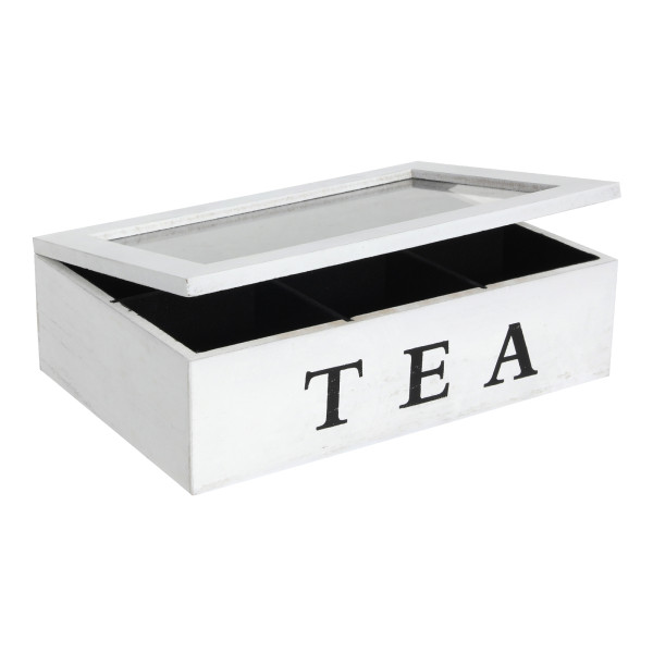 neuetischkultur Holz Weiß Teebox mit 6 Kammern