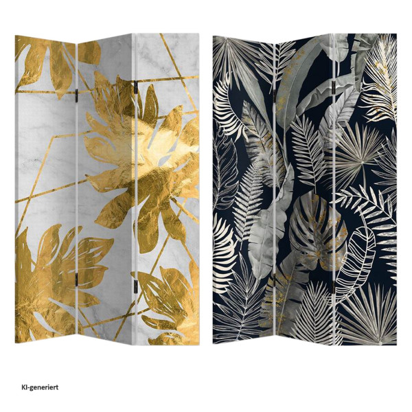 Paravent Leaf Gold & Silber