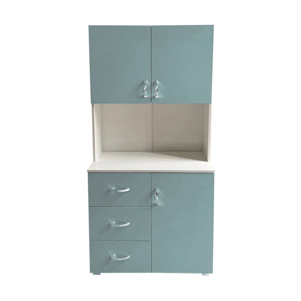 Badschrank hellblau weiß