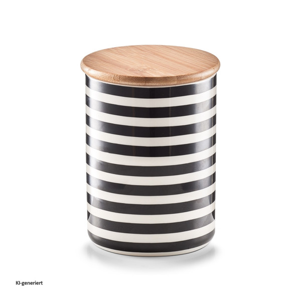 Vorratsdose m. Bambusdeckel "Stripes", Keramik