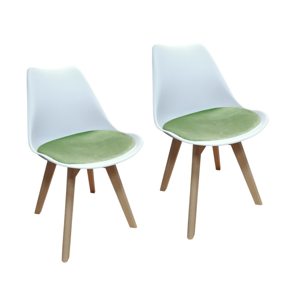 Stuhl Atlanta Weiß/Velvet Hellgrün 2er-Set