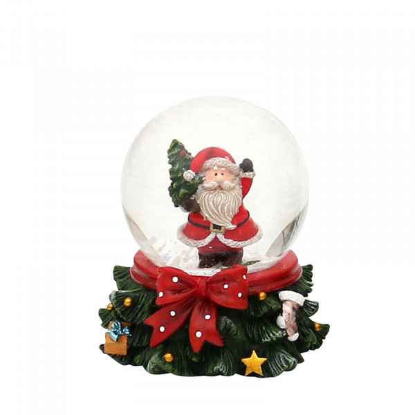SIGRO Santa auf Baumsockel Schneekugel, 2-fach sortiert, 1 Stück