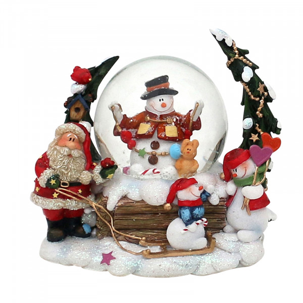SIGRO Schnee-und Weihnachtsmann Polyresin Schneekugel