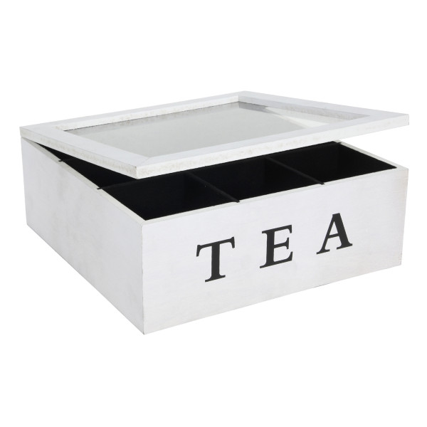 neuetischkultur Holz weiß Teebox mit 9 Kammern