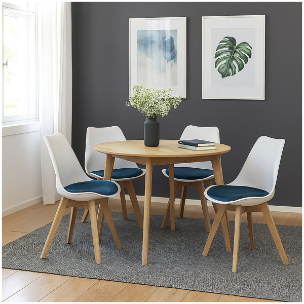 Stuhl Atlanta Velvet 4er-Set Weiß Blau