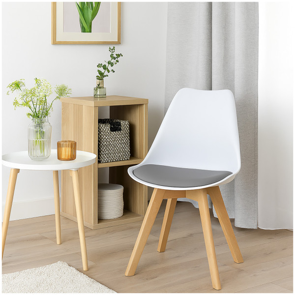 Stuhl Atlanta Weiß/Velvet Hellgrau