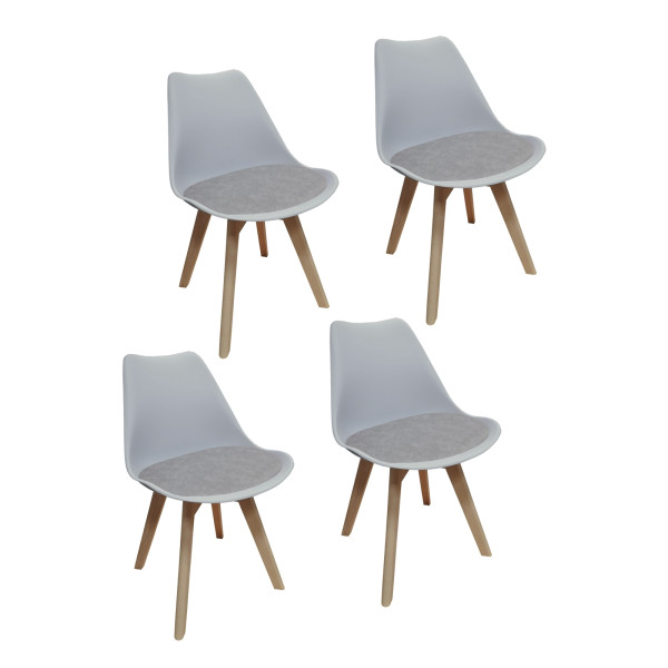 Stuhl Atlanta Hellgrau/PU Antikgrau 4er-Set