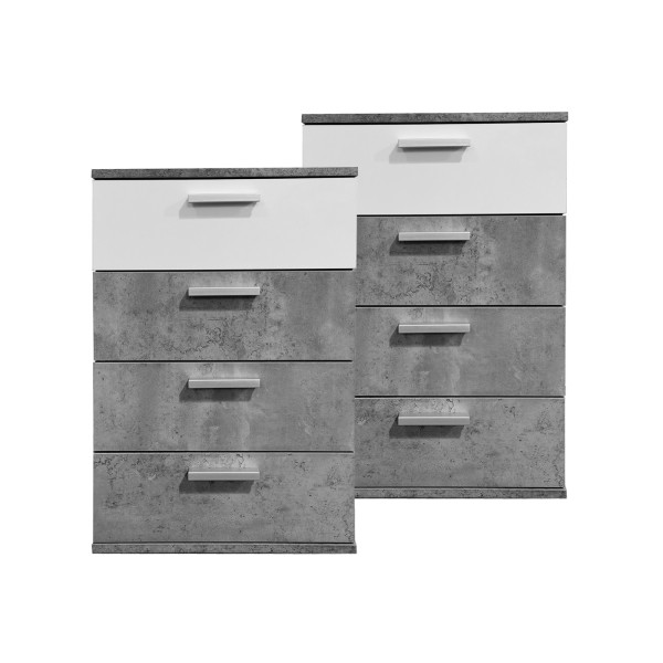 Nachtkonsole Nachtschrank Nina 4 Beton Weiß 2er