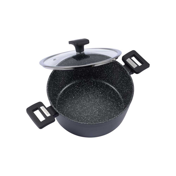 Bratentopf mit Deckel Marble Black R 20cm