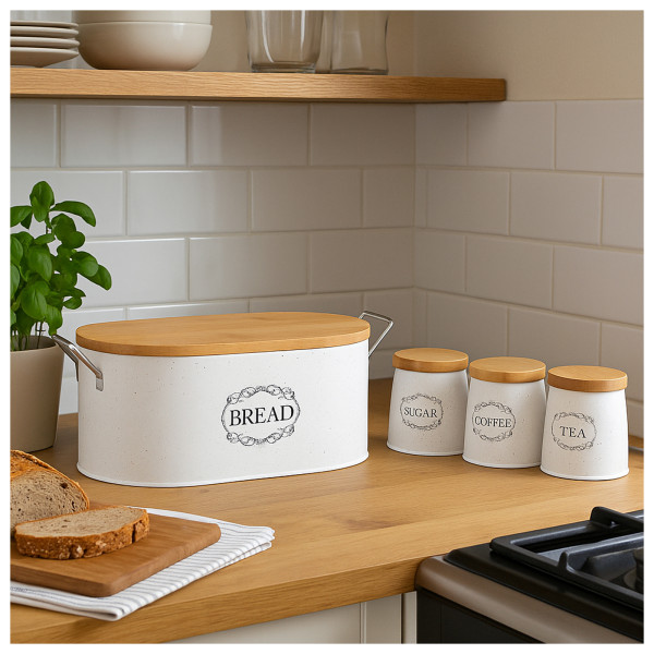 Neuetischkultur 4-teiliges Set Brot-, Kaffee-, Tee- und Zuckervorratsdose
