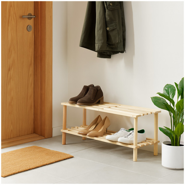 HTI-Living 2 Ebenen Schuhregal aus Bambus