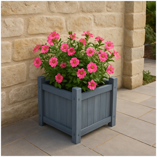 HTI-Living Blumenkübel für Garten, Terrasse und Balkon Holz-Pflanzkasten in Graublau