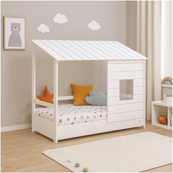 HTI-Living mit Dach und Fenster Hausbett Kinderbett 90x200 cm