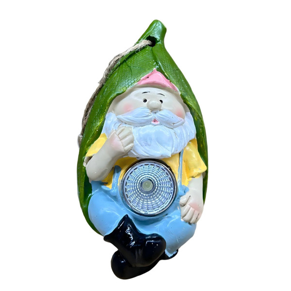 Solardekoleuchte Zwerg im Blatt