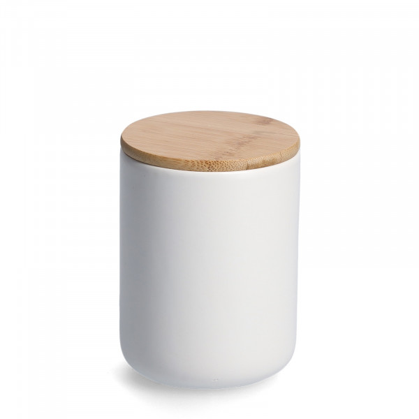 ZELLER Present mit Holzdeckel 650 ml Vorratsdose Keramik weiß
