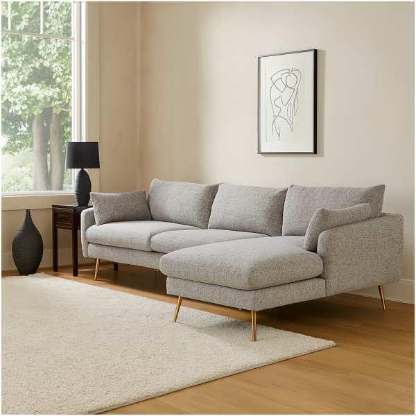 HTI-Living Stil und Komfort für Ihr Wohnzimmer Modernes Ecksofa mit Ottomane rechts