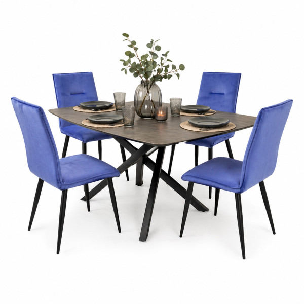 Stuhl Salinas Velvet 4er Set Blau
