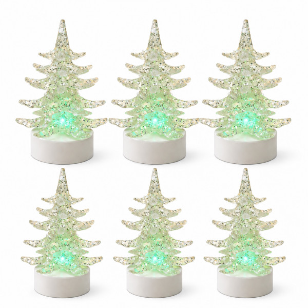 leuchtender Weihnachtsbaum 6,5 x 10 cm 6er Set