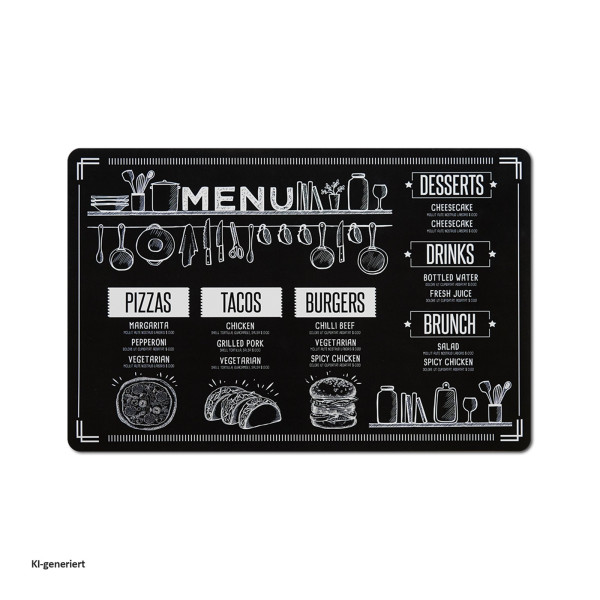 Platzset "Menu", Kunststoff, schwarz