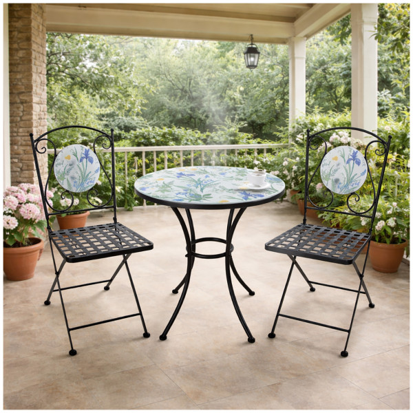 Gartentisch und 2 Stühle Celia Lilie