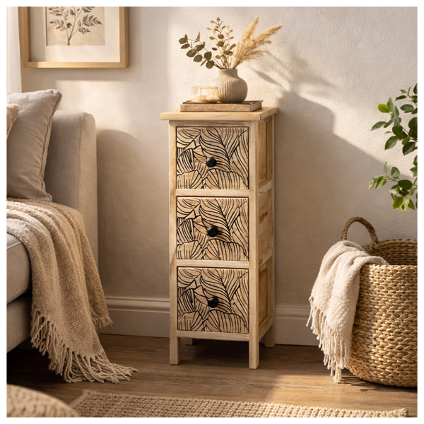 Kommode1 Melia Blätter artisaneiche-schwarz