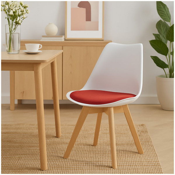 Stuhl Atlanta Weiß/Velvet Rot