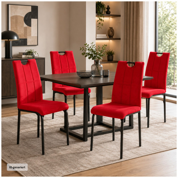 Stuhl Denton Velvet rot 4er Set