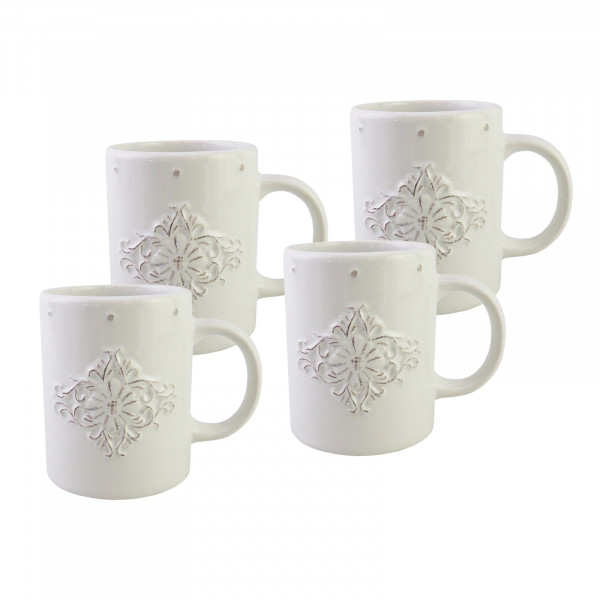 neuetischkultur Bessie Kaffeebecher Keramik weiß 4er-Set