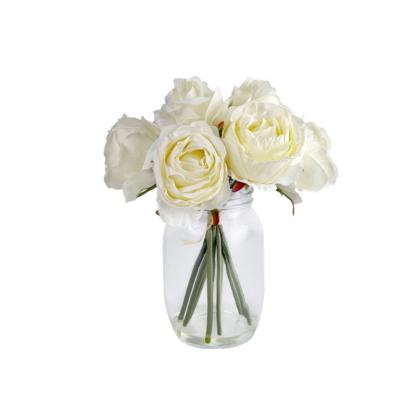 Rosen in Vase,weiss, Flora03, Kunstpflanze Flora