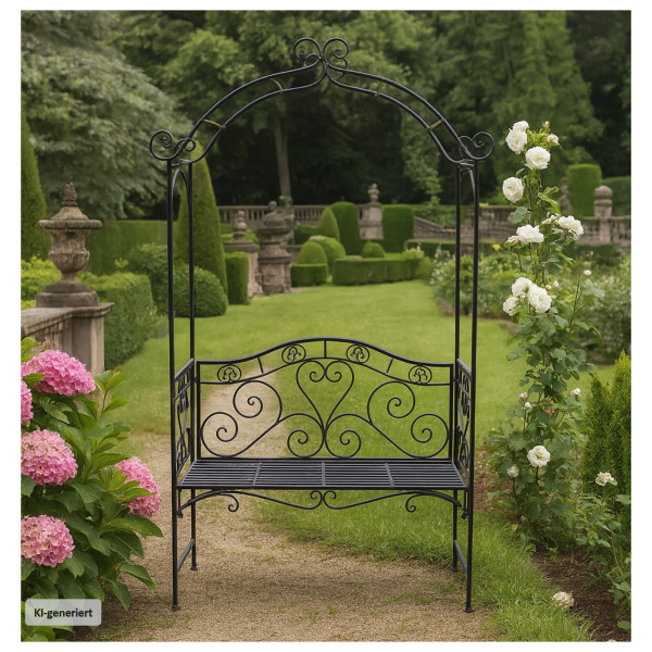 Rosenbogen mit Bank Celia_02 Schwarz