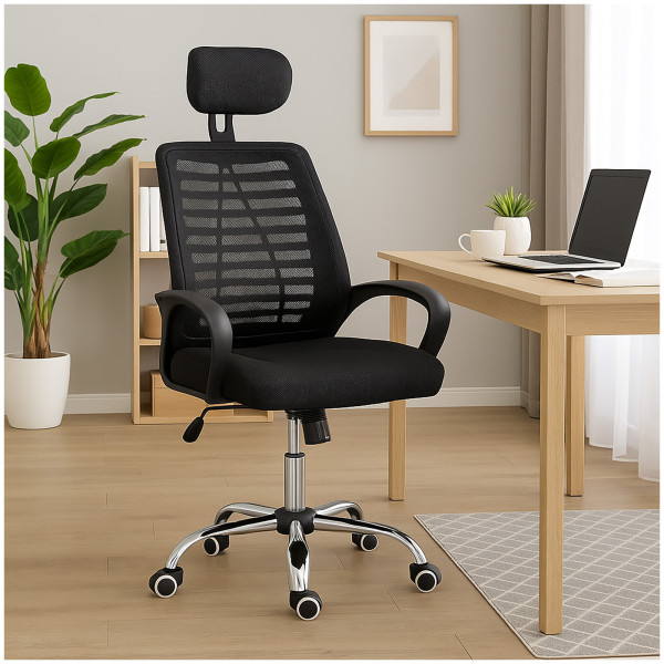 Bürostuhl Terry mit Kopfstütze Terry Schwarz Netz