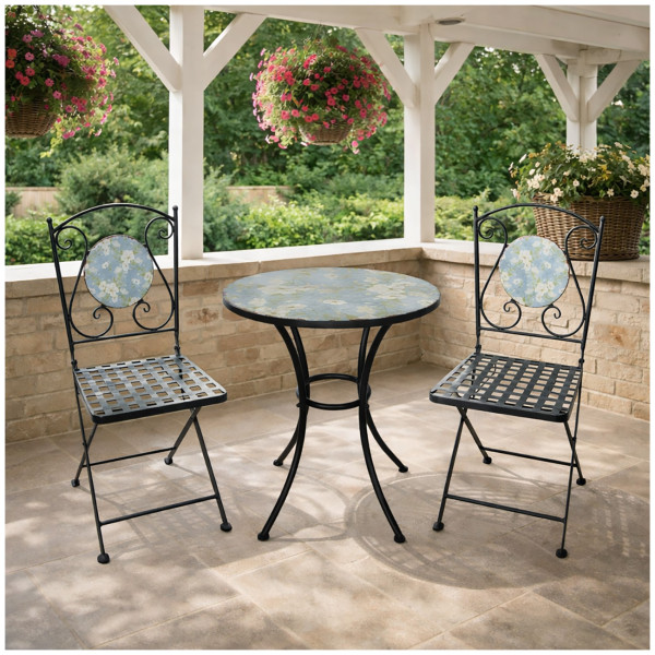 Gartentisch und 2 Stühle Celia Petunien