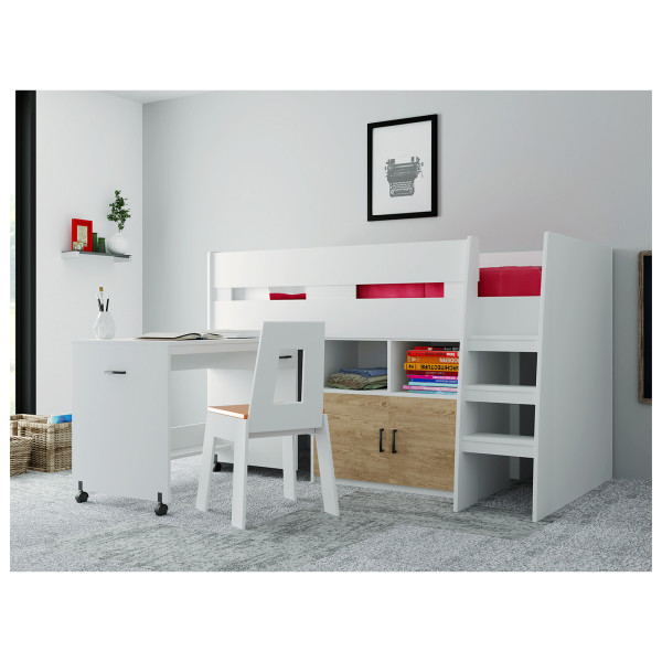 Hochbett Luisa Sonoma / Weiss MDF