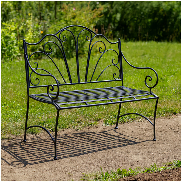 HTI-Living romantische Sitzbank für Terrasse und Garten Gartenbank aus Metall