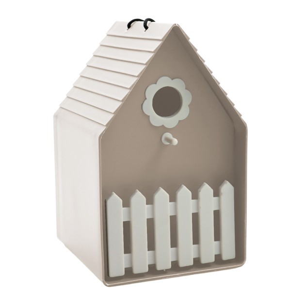 Nistkasten mit Gartenzaun helle Taupe