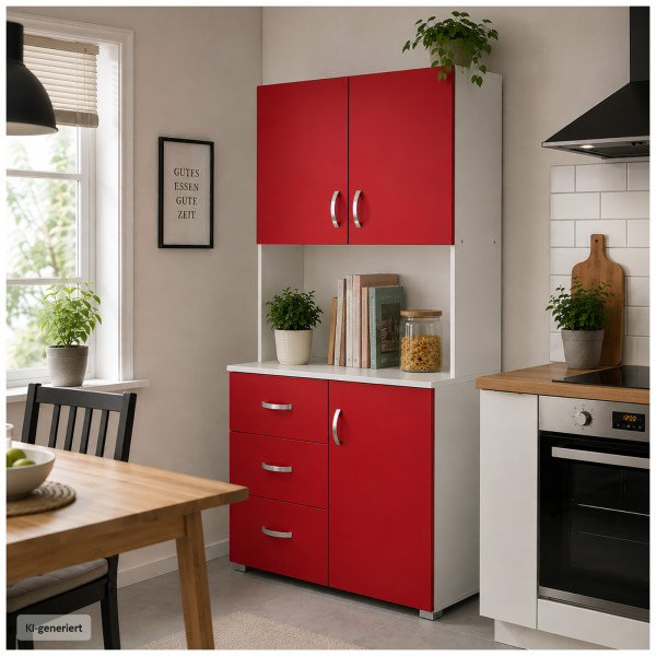 Küchenschrank Blanca rot weiß