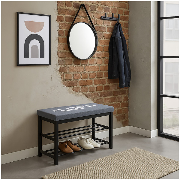 Schuhbank Mandy Loft Grau Leinen