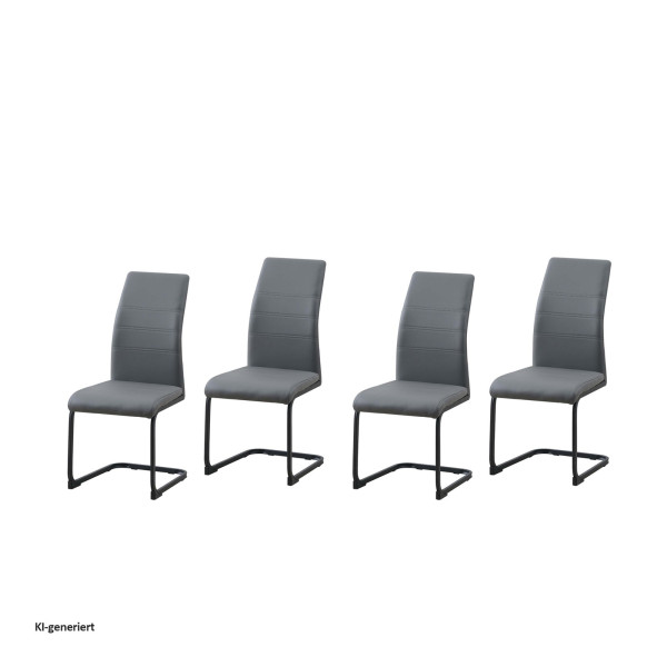 Schwingstuhl 4er Set PU grau
