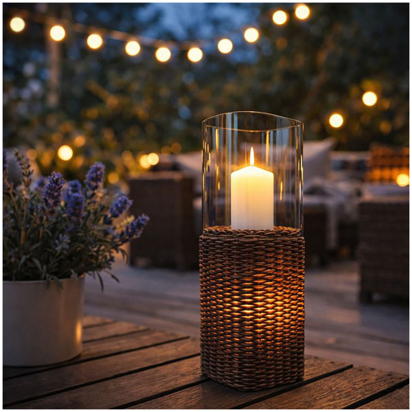 HTI-Line Rattan Teelichthalter