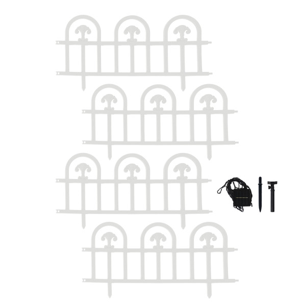 Zierzaun Nessa Solar, Bogen, 4teilig, weiß